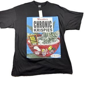 Hustler's Chronic Krispies NWT Vintage Y2K 420 T-Shirt Cereal Parody 2XL K159